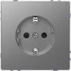 Розетка D-Life 16А с заземляющим контактом и шторками сталь нержавеющая SD