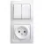 Glossa Белый Блок: Розетка и 2-кл. Выключатель | GSL000172 | SE Glossa Белый Блок: Розетка и 2-кл. Выключатель | GSL000172 | SE