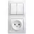 Glossa Белый Блок: Розетка и 2-кл. Выключатель | GSL000172 | SE Glossa Белый Блок: Розетка и 2-кл. Выключатель | GSL000172 | SE