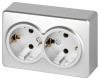 Розетка Эксперт 11-2205-03 двойная с заземлением 2х2P+E Schuko IP20 16A-250В ОУ алюминий