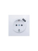 ZIMA Розетка с/з + USB разъем белая LEZARD