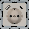 Розетка Schuko с USB A+C с защитными шторками 16A 250V~ 2P+T USB 25W, цвет Тауп