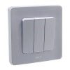 Выключатель трёхклавишный Inspiria 10АХ 250В винтовые зажимы - алюминий