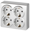 Розетка Эксперт 11-2211-03 четырехместная с заземлением 4х2P+E Schuko со шторками, IP20, 16A-250В, О
