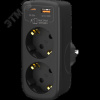 Разветвитель сетевой ""ФОТОН"" AM 16-2E-USB/A1C1-QC, 16А, с заземл., быстрая зарядка, черный