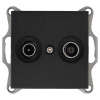 Розетка TV+FM9.5 мм проходная с накладкой, цвет Антрацит