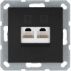 Интернет-розетка RJ45 двойная с накладкой, цвет Антрацит