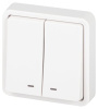 Выключатель Эксперт 11-1525-01 двойной с подсветкой IP55, 10АХ-250В, СУ, белый