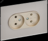 SKANDY Розетка 2-местная без заземления без защитных шторок для плоской вилки 10А SK-R03Sh шампань I