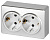 Розетка Эксперт 11-2205-03 двойная с заземлением 2х2P+E Schuko IP20 16A-250В ОУ алюминий