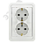 Лондон Розетка двойная с заземлением 16А белая