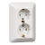 ПРИМА С/У РОЗЕТКА 2-я с заземлением со шторками 16А 250В. БЕЛЫЙ. опт.уп.Россия