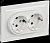 BRITE Розетка 2-местная с заземлением с защитными шторками 16А в сборе РСш12-3-БрБ белый
