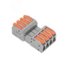 Клемма СМК 222-424R проходная разъемная 4 полюса серая 0,2-2,5/4мм2, 5 шт.