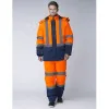 Костюм зимний Дорожник-Сигнал (ткань Смесовая,210) полукомбинезон, оранжевый темно-синий (87483433),