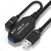 Активный удлинитель USB 3.0 AM/AF с усилителем сигнала и разъемом microUSB для доп. питания, 5м, чер