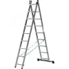 Лестница двухсекционная, алюминиевая, со стабилизатором, 9 ступеней