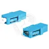 Адаптер проходной оптический LC/UPC-LC/UPC SM simplex пластиковый синий колпачки белые