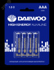 Элемент питания LR03 (AAА) DAEWOO High Energy Alkaline блистер, 4 шт.