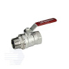 Кран шаровой хромированный R254DL Ду 25 1' Ру35 ВН рычаг красный