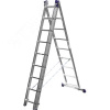 Лестница трехсекционная, алюминиевая, со стабилизатором, 9 ступеней