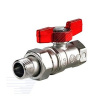 Кран шаровой хромированный со сгоном R259D Ду 20 3/4' Ру42 ВВ бабочка красный