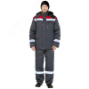 Костюм Тимбер РФ утепленный (ткань смесовая, 214), куртка, полукомбинезон, темно-серый-красный, 88-9