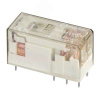Низкопрофильное реле, 2 перекидных контакта 8А, 12В DC, - прозрачный корпус