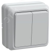 ОКТАВА Выключатель двухклавишный наружный белый