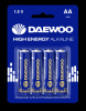 Элемент питания LR 6 (AA) DAEWOO High Energy Alkaline блистер, 4 шт.