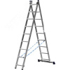 Лестница двухсекционная, алюминиевая, со стабилизатором, 9 ступеней