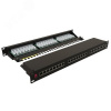 Патч-панель 19(1U), 24 порта RJ-45 полностью экранированная, категория 5e, Dual IDC, цвет черный