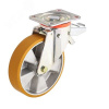 Колесо поворотное, с задним тормозом, диаметр 150мм, грузоподъемность 600кг, полиуретан TR, алюминий