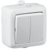 Выключатель двухклавишный наружный белый 10А IP44 10А
