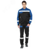 Костюм мужской Спецус с полукомбинезоном цв. черный-василек, р. 128-132/182-188