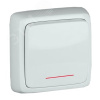 Выключатель одноклавишный наружный с изоляционной пластиной с индикацией белый 10А
