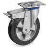 Колесо поворотное с тормозом, диаметр 160мм, грузоподъемность 300кг, эластичная резина SYGMA, алюмин