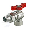 Кран шаровой хромированный угловой со сгоном R789 Ду 15 1/2' Ру16 полнопроходной бабочка красный