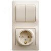 Glossa Бежевый Блок: Розетка с заземлением со шторками и 2-кл. Выключатель | GSL000274 | SE