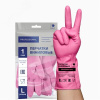 Перчатки хозяйственные виниловые, L, розовый