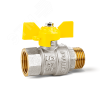 Кран шаровой латунный никелированный 11б27п Ду25 Ру40 (1') ВР/НР бабочка GAS