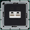 Розетка двойная компьютерная RJ45+RJ45 категория 6 механизм цвета черный матовый