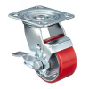 Колесо d=100мм, чугун/полиуретан, поворотное с тормозом, игольчатый, г/п=200кг
