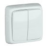 Выключатель двухклавишный наружный с изоляционной пластиной белый 10А