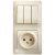 Glossa Бежевый Блок: Розетка и 3-кл. Выключатель | GSL000276 | SE