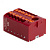 Блок распределительный, зажим push-in, 1 ввод 6 кв.мм, 6 точек подключения 2,5 кв.мм, красный