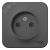 Blanca Антрацит О/У с изолирующей пластиной Розетка без заземления без шторок 16А, 250В | BLNRA00011