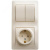 Glossa Бежевый Блок: Розетка с заземлением со шторками и 2-кл. Выключатель | GSL000274 | SE