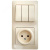 Glossa Бежевый Блок: Розетка и 3-кл. Выключатель | GSL000276 | SE